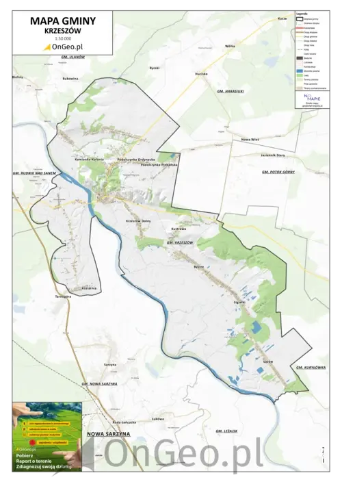 Mapa gminy Krzeszów